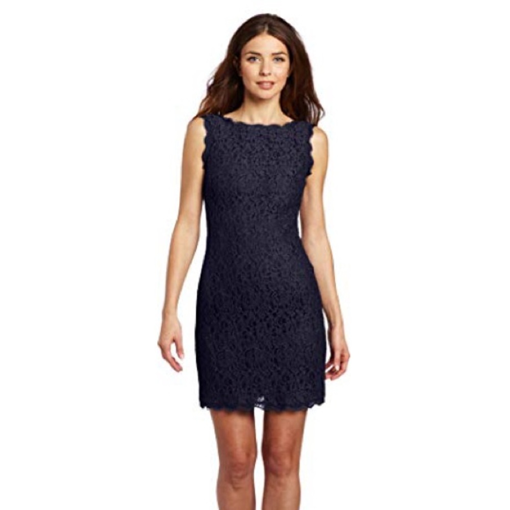 Adrianna Papell lace sheath in navy